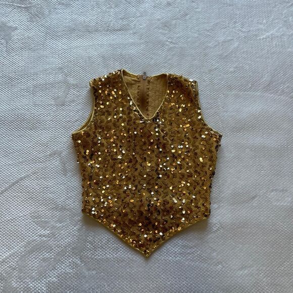 GOLD SEQUIN ALGY BY DEMOULIN TOP - Picture 1 of 5